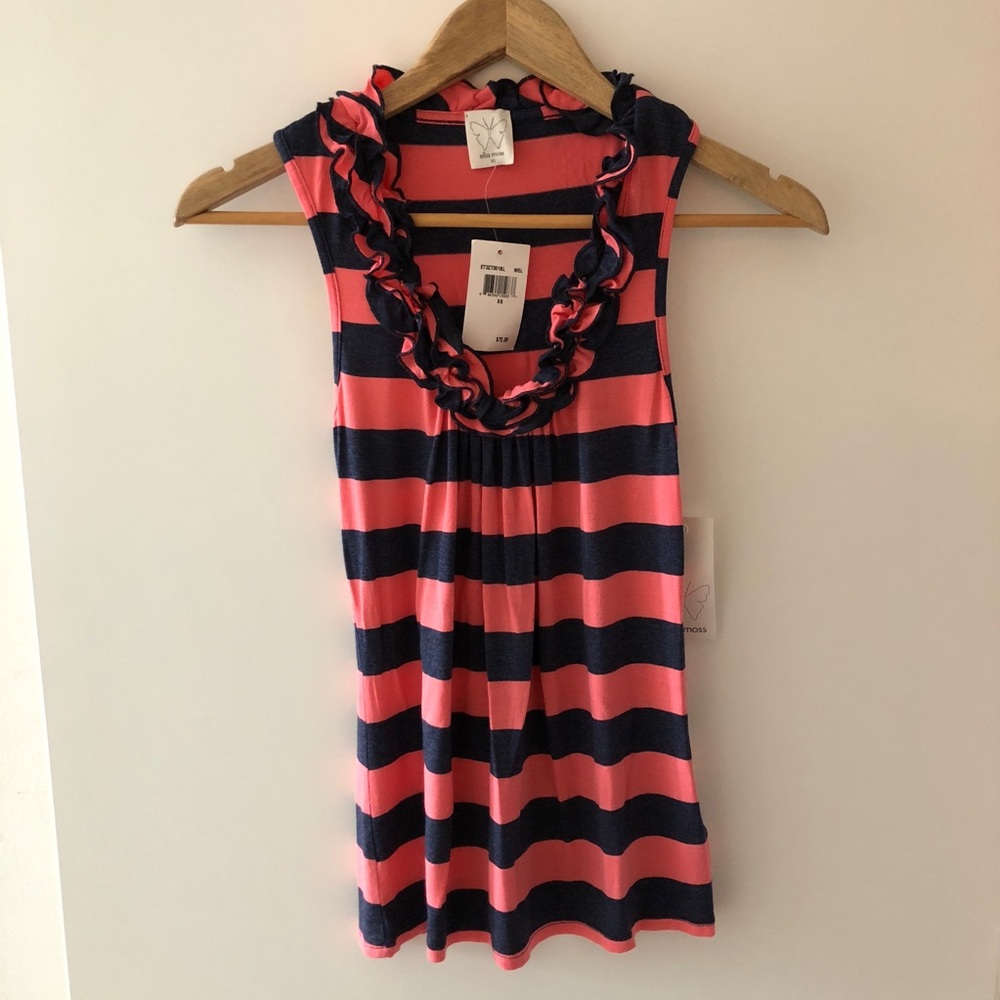 [Ella Moss] NWT Pink & Blue/Gray Striped Top